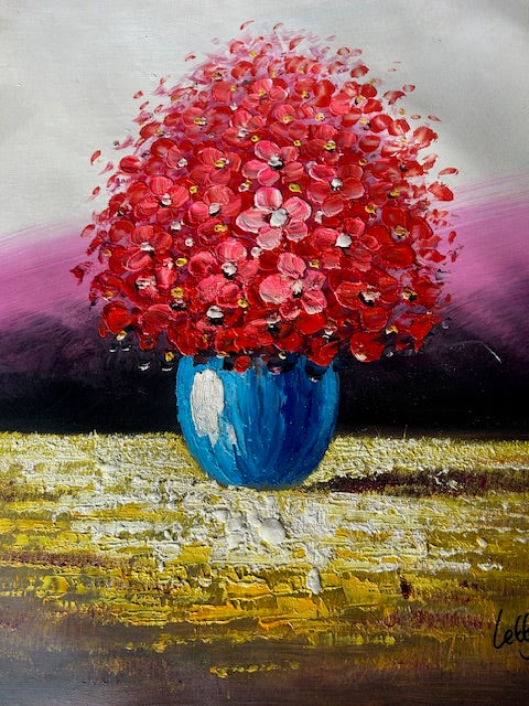 Red Blooms in a Vase