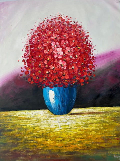 Red Blooms in a Vase